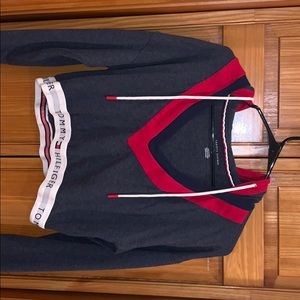 Tommy Hilfiger Cropped V-Neck Hoodie